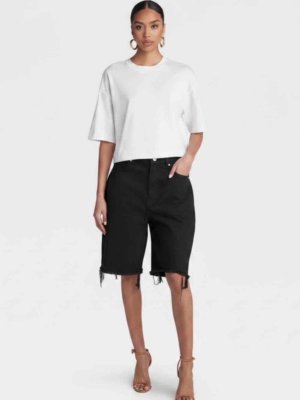 KBB by Kahlana Distressed Rachel denim Shorts - Black